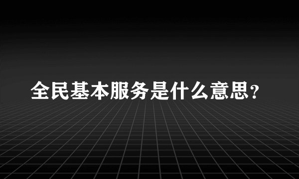 全民基本服务是什么意思？