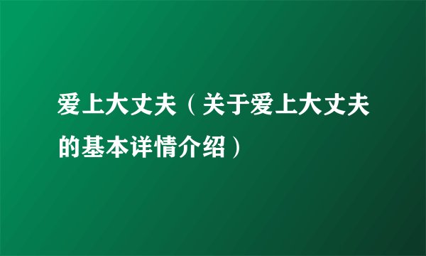 爱上大丈夫（关于爱上大丈夫的基本详情介绍）