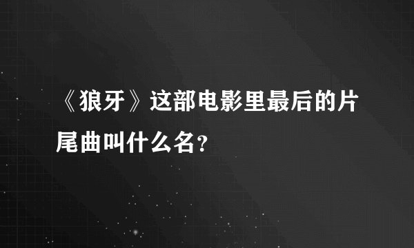 《狼牙》这部电影里最后的片尾曲叫什么名？
