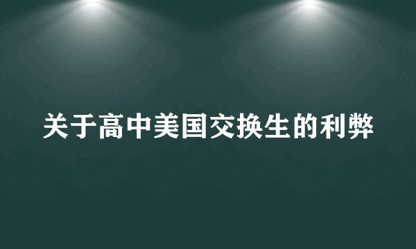 关于高中美国交换生的利弊