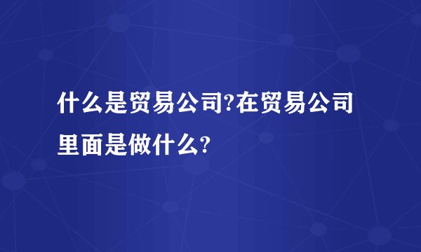 什么是贸易公司?在贸易公司里面是做什么?