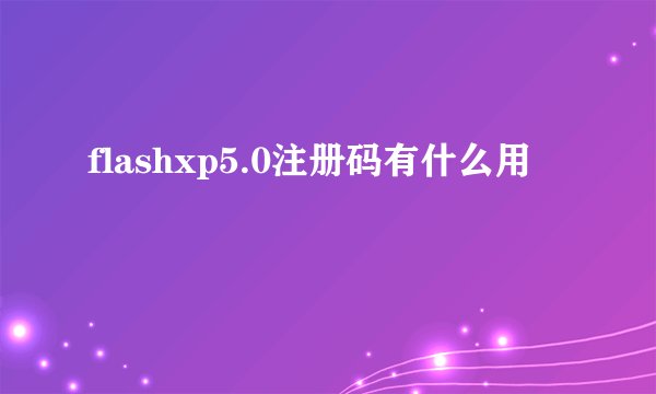 flashxp5.0注册码有什么用