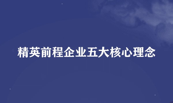 精英前程企业五大核心理念