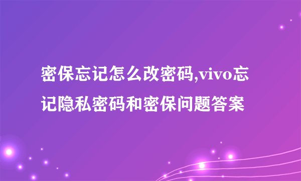 密保忘记怎么改密码,vivo忘记隐私密码和密保问题答案