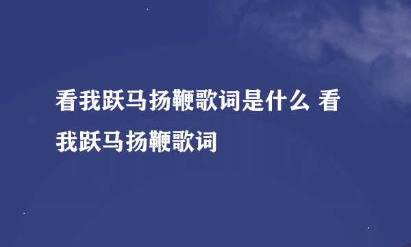 看我跃马扬鞭歌词是什么 看我跃马扬鞭歌词