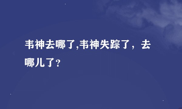 韦神去哪了,韦神失踪了，去哪儿了？