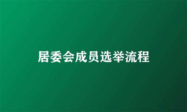 居委会成员选举流程