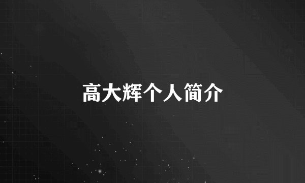 高大辉个人简介
