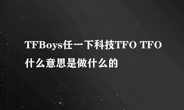 TFBoys任一下科技TFO TFO什么意思是做什么的