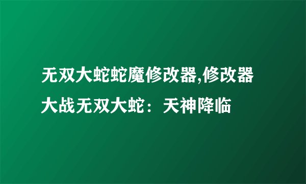 无双大蛇蛇魔修改器,修改器大战无双大蛇：天神降临