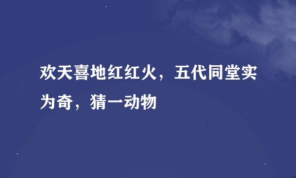 欢天喜地红红火，五代同堂实为奇，猜一动物