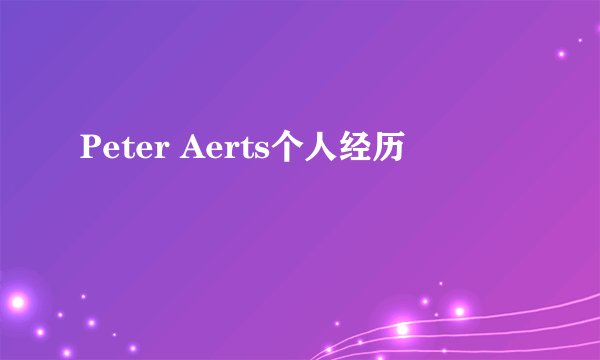 Peter Aerts个人经历