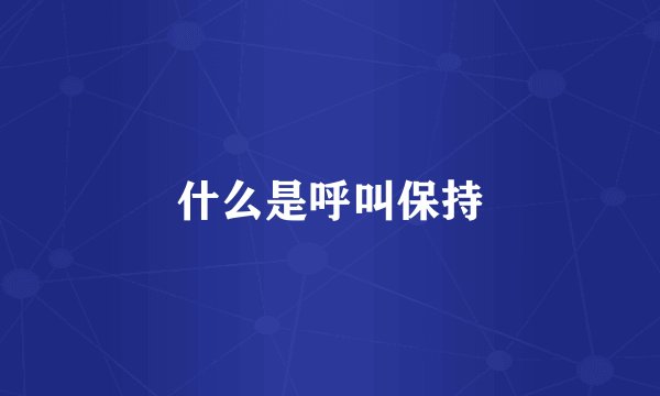 什么是呼叫保持
