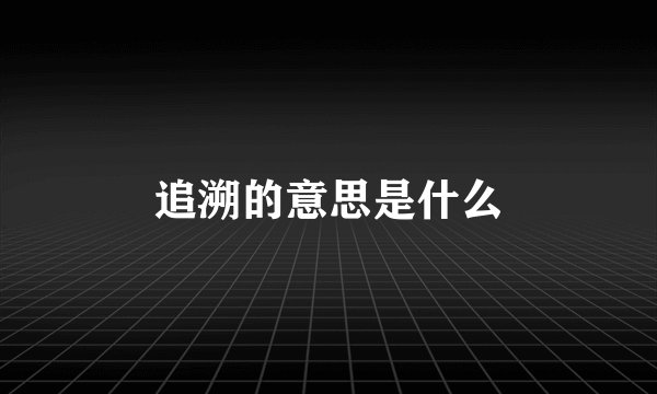 追溯的意思是什么