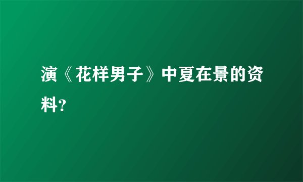 演《花样男子》中夏在景的资料？