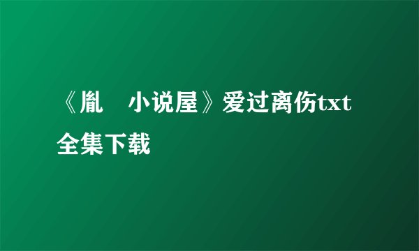 《胤礽小说屋》爱过离伤txt全集下载