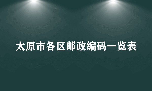 太原市各区邮政编码一览表