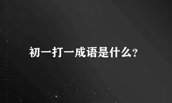 初一打一成语是什么？