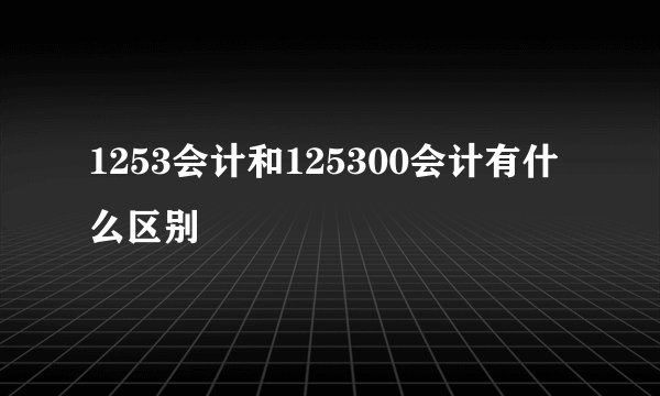 1253会计和125300会计有什么区别