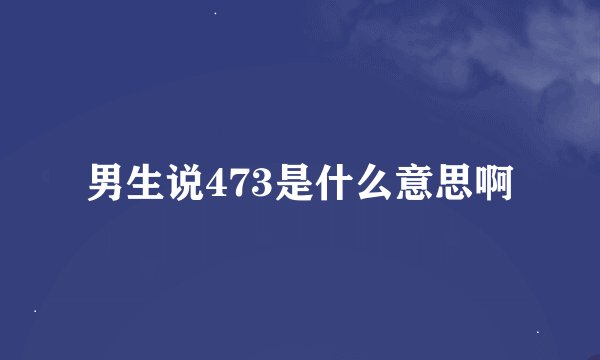 男生说473是什么意思啊