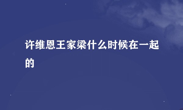 许维恩王家梁什么时候在一起的