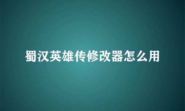 蜀汉英雄传修改器怎么用