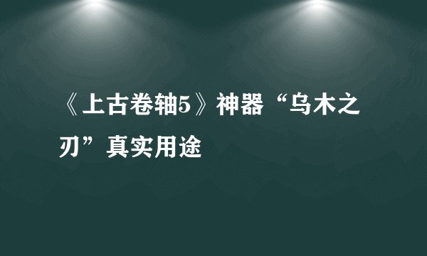 《上古卷轴5》神器“乌木之刃”真实用途