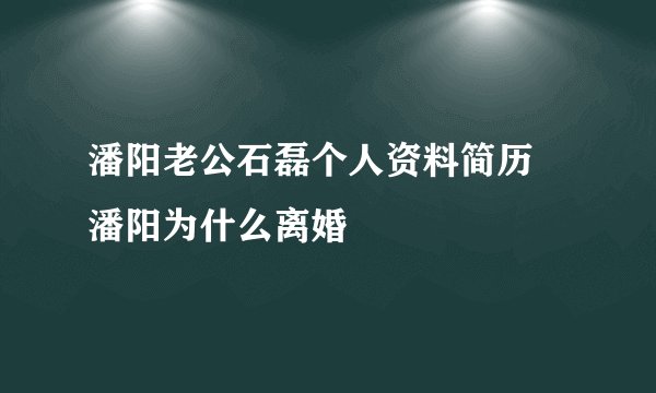 潘阳老公石磊个人资料简历 潘阳为什么离婚