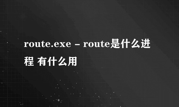 route.exe - route是什么进程 有什么用