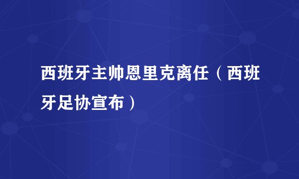 西班牙主帅恩里克离任（西班牙足协宣布）