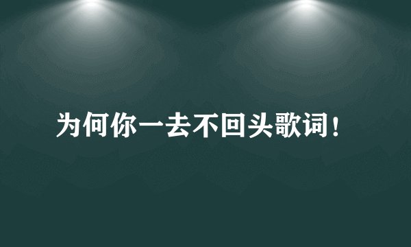 为何你一去不回头歌词！