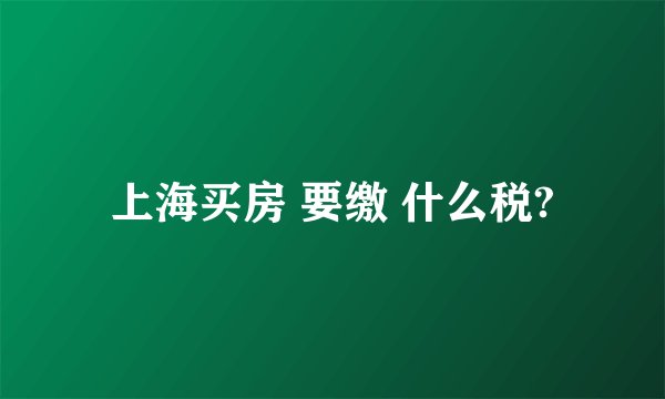 上海买房 要缴 什么税?