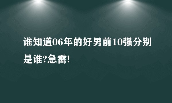 谁知道06年的好男前10强分别是谁?急需!