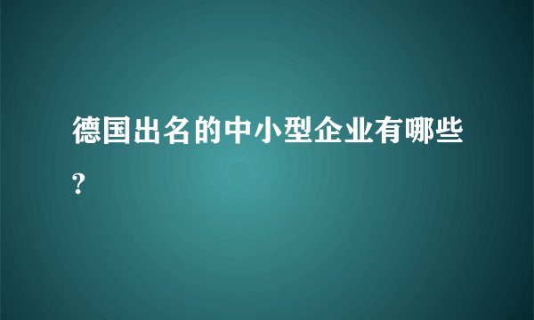 德国出名的中小型企业有哪些?