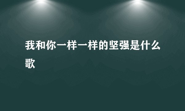 我和你一样一样的坚强是什么歌