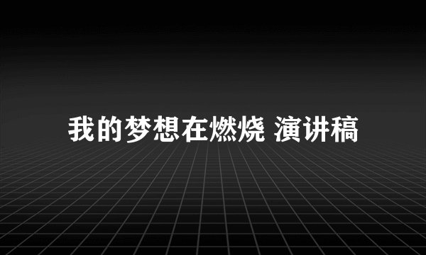 我的梦想在燃烧 演讲稿