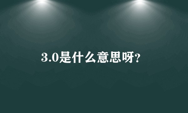 3.0是什么意思呀？