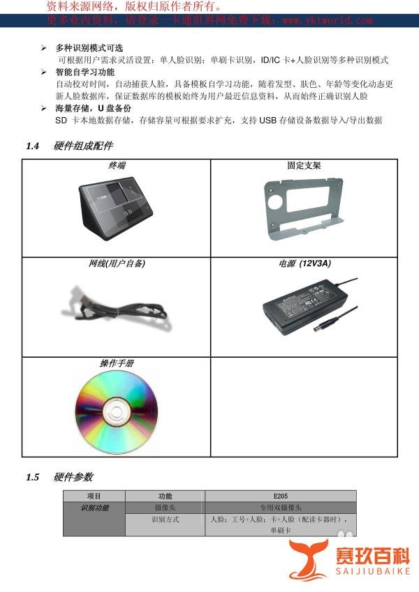飞瑞斯辨脸通E205人脸识别考勤机说明书:[1]