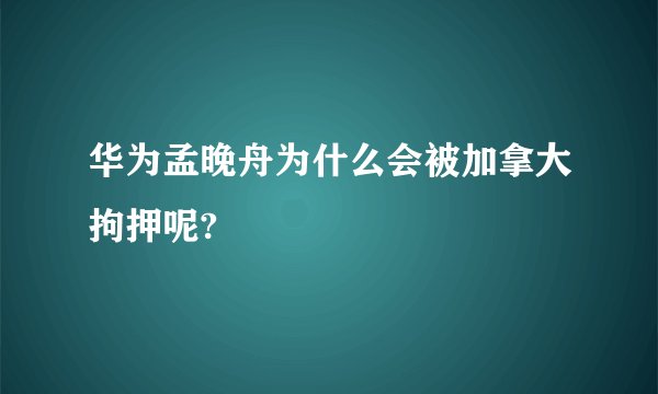 华为孟晚舟为什么会被加拿大拘押呢?