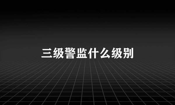 三级警监什么级别