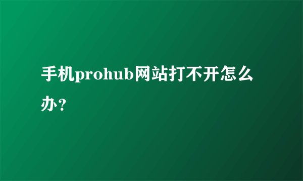 手机prohub网站打不开怎么办？
