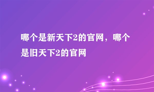 哪个是新天下2的官网，哪个是旧天下2的官网