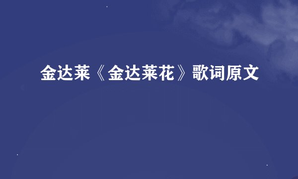 金达莱《金达莱花》歌词原文