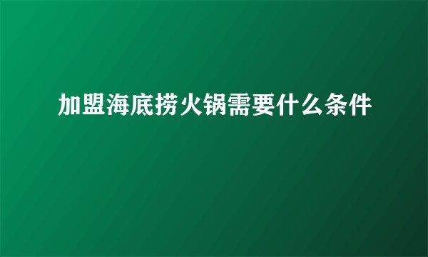 加盟海底捞火锅需要什么条件
