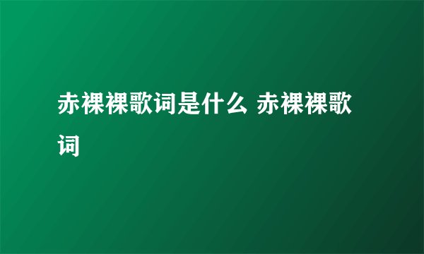 赤裸裸歌词是什么 赤裸裸歌词
