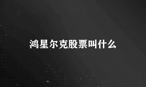 鸿星尔克股票叫什么