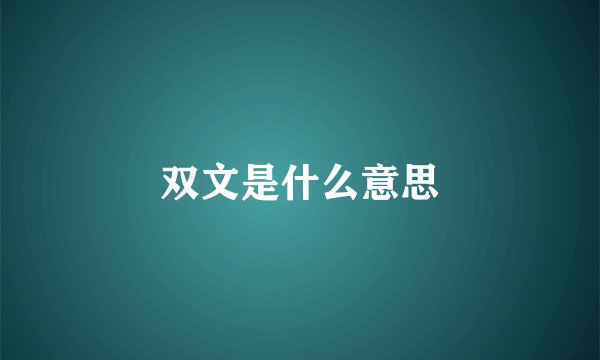 双文是什么意思