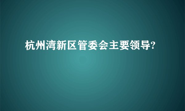 杭州湾新区管委会主要领导?