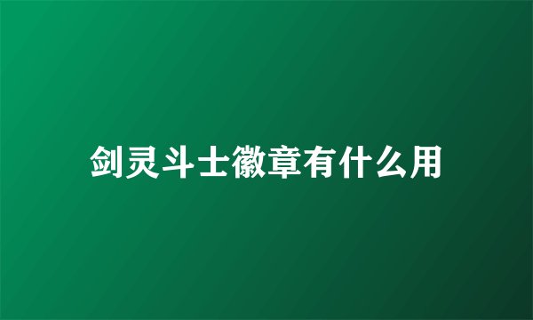 剑灵斗士徽章有什么用