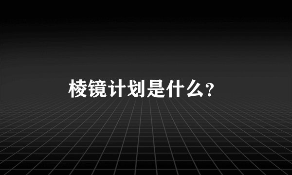 棱镜计划是什么？